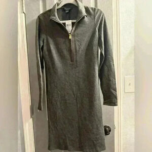 Lauren Ralph Lauren long sleeve 3/4 zippered front with leather on sleeves size2